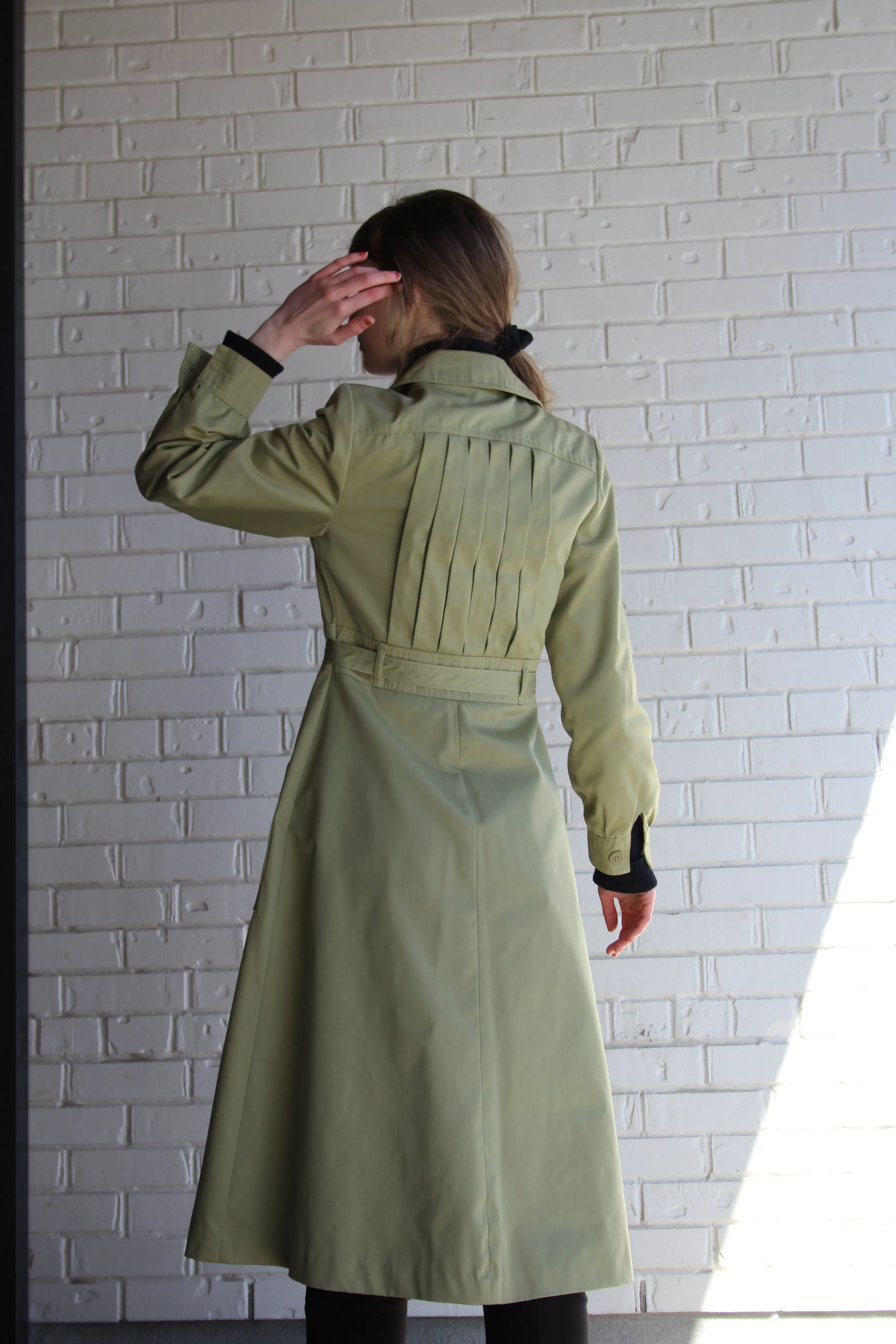1970s Belted Moss Trench Coat - XS