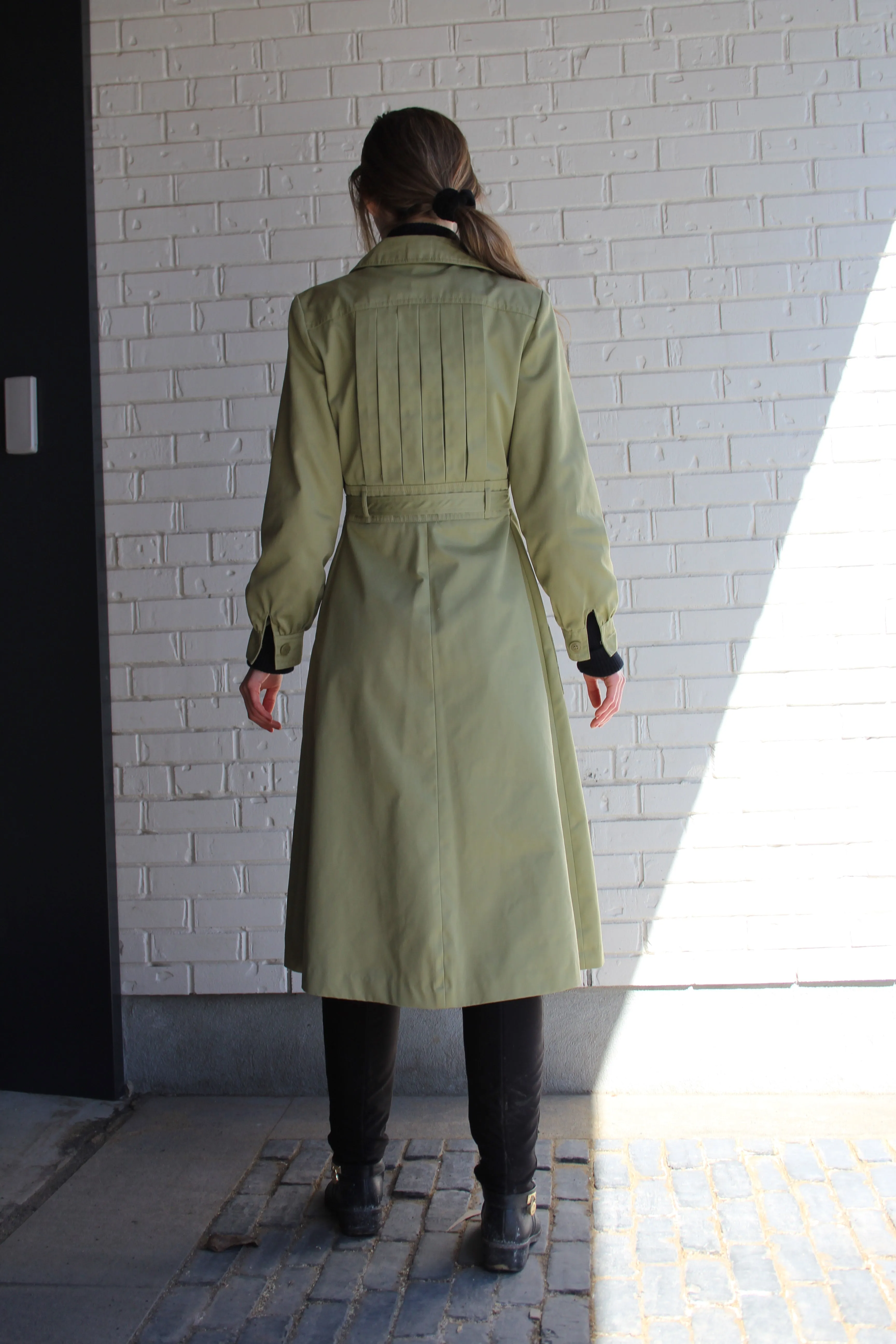 1970s Belted Moss Trench Coat - XS
