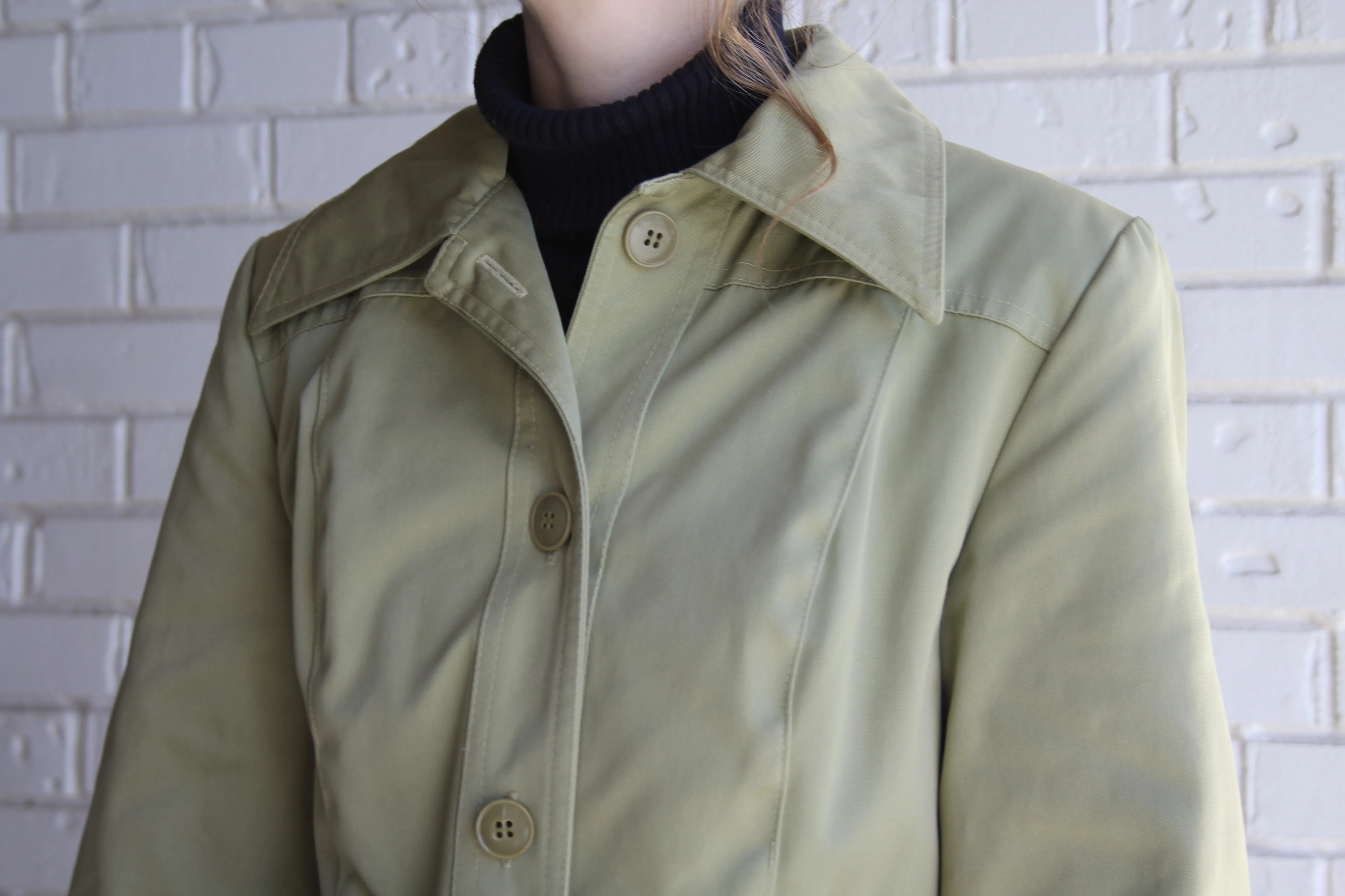 1970s Belted Moss Trench Coat - XS