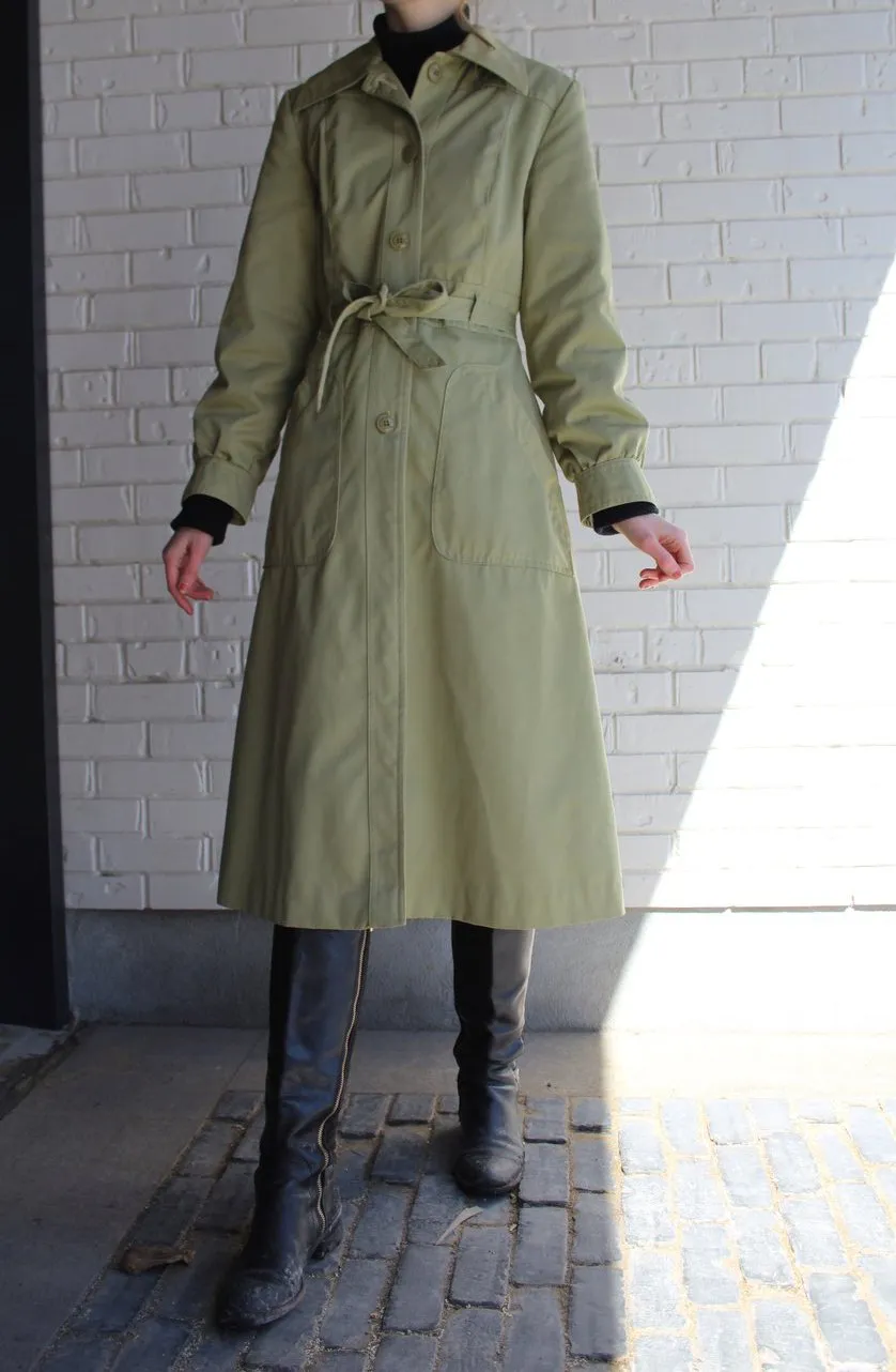 1970s Belted Moss Trench Coat - XS