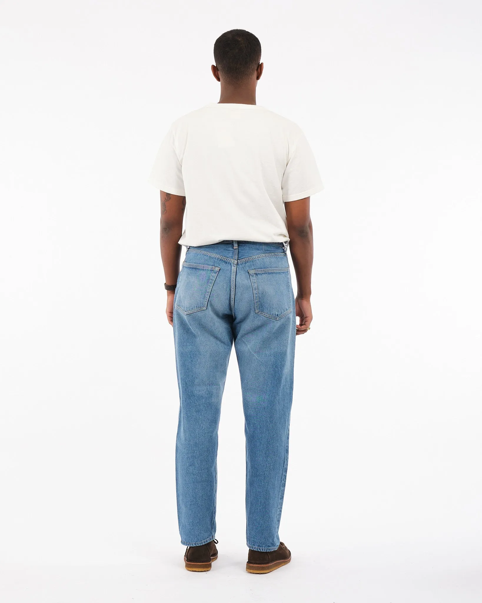 5P Zipper Front Denim Pants Indigo Vintage Wash