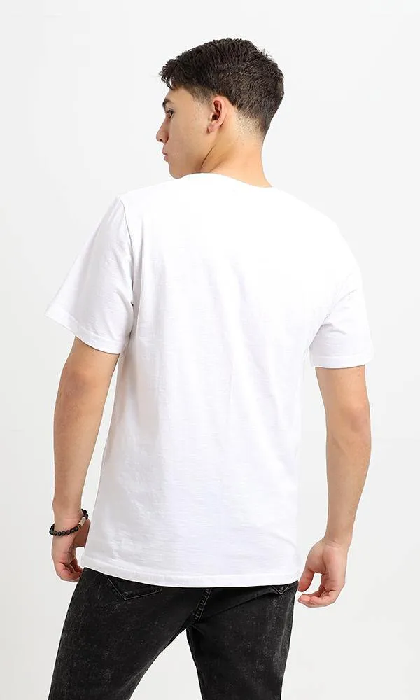 95191 Slip On White Printed Round Neck Casual Tee