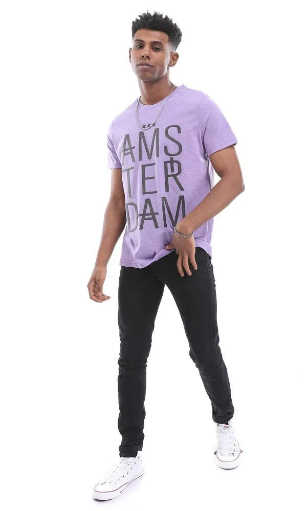 95569 "Ams-Ter-Dam" Comfy Summer Tee In Heather Purple