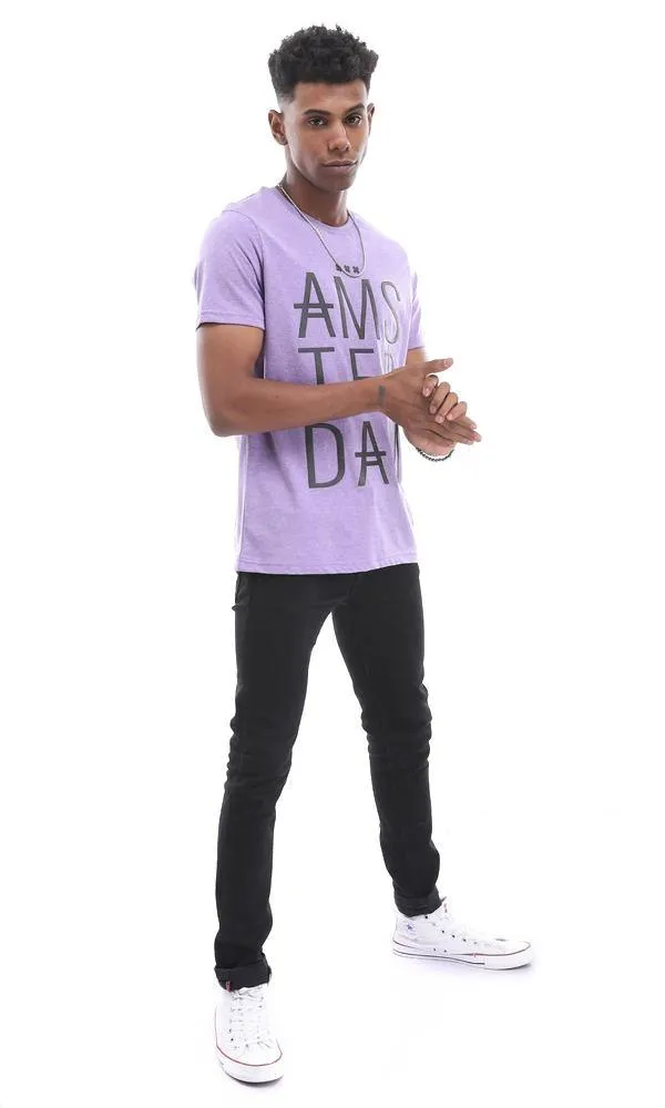 95569 "Ams-Ter-Dam" Comfy Summer Tee In Heather Purple