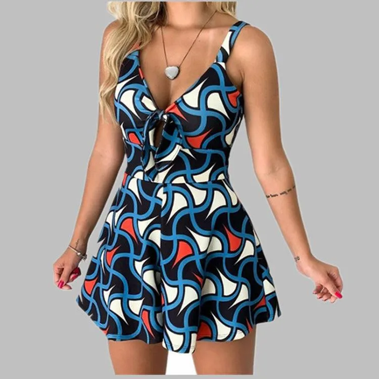 Abstract Print Trendy Short Jumpsuit - GlamzLife