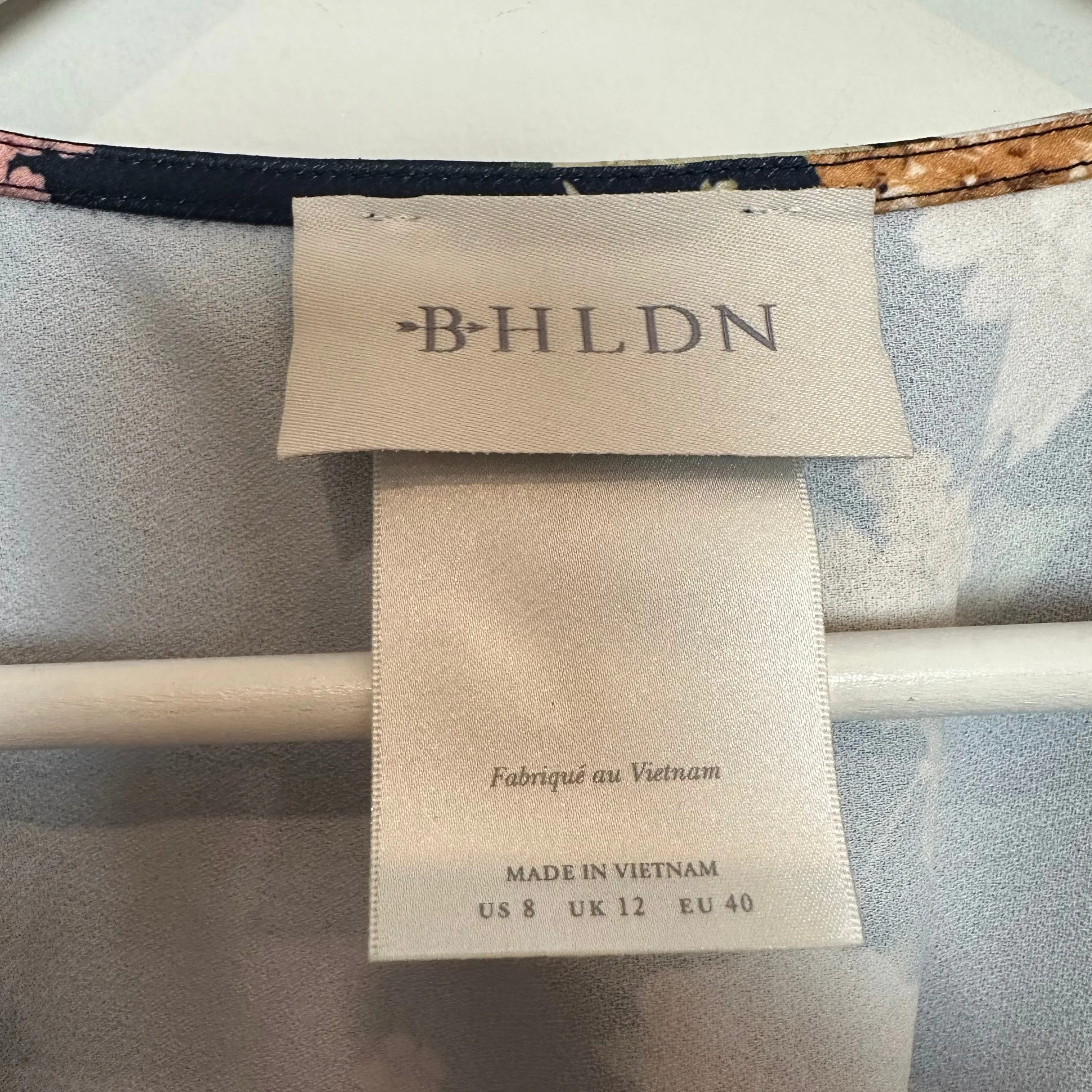 BHLDN Leila Deep V Flutter Sleeve Satin A Line Gown Floral Navy 8