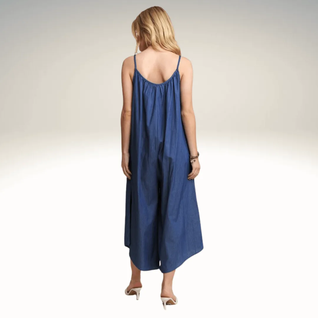 Chambray Cami Romper Made in USA