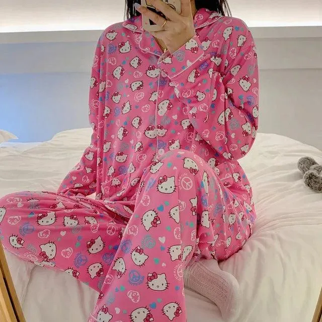 Charming Sanrio Hello Kitty Cosplay Pajama Set for Cozy Nights