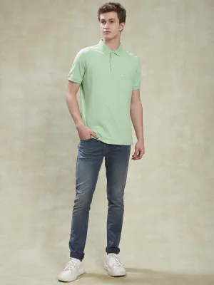 Cotton Stretch Green POLO Half Sleeve Casual Mens Printed T-Shirt
