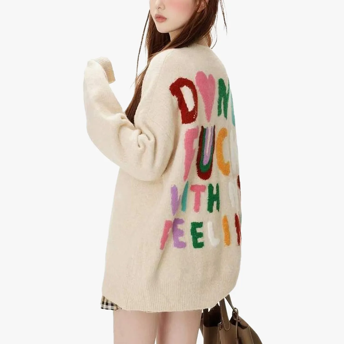 Don't F With My Feeling Oversized Knit Sweater