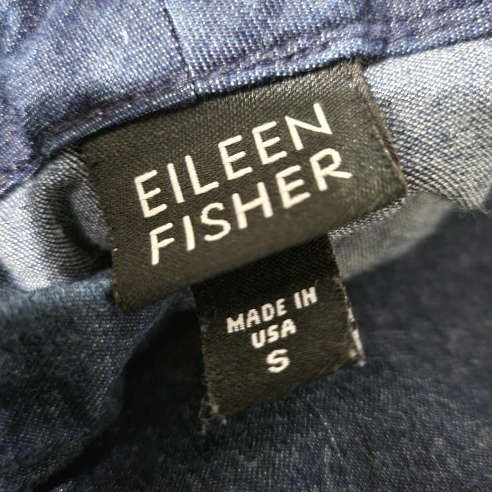 Eileen Fisher Denim Trousers Blue Wide Leg Dark Wash Midrise Straight Stretch Size Small