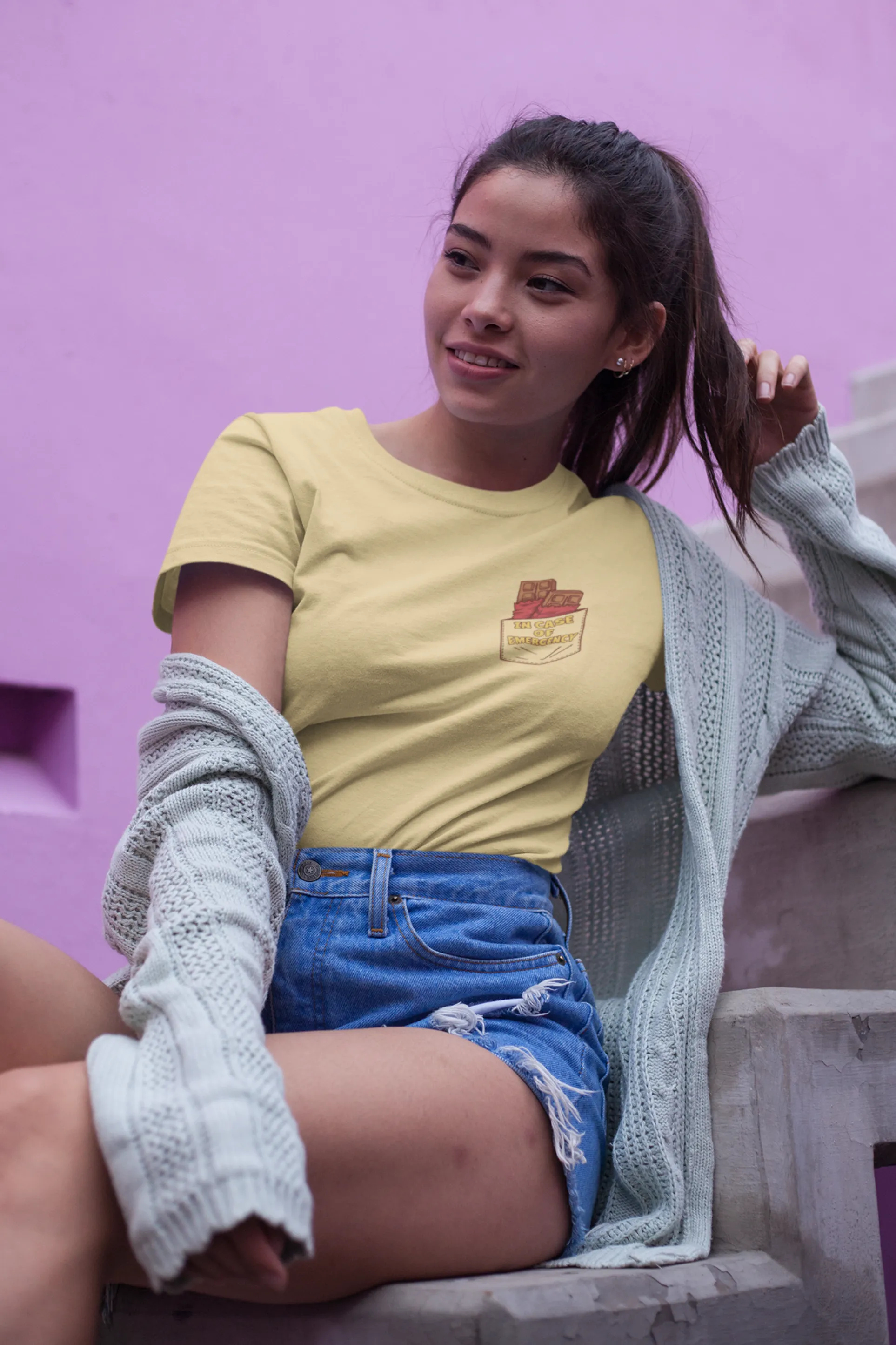 Emergency Chocolate Printed T-shirt for women