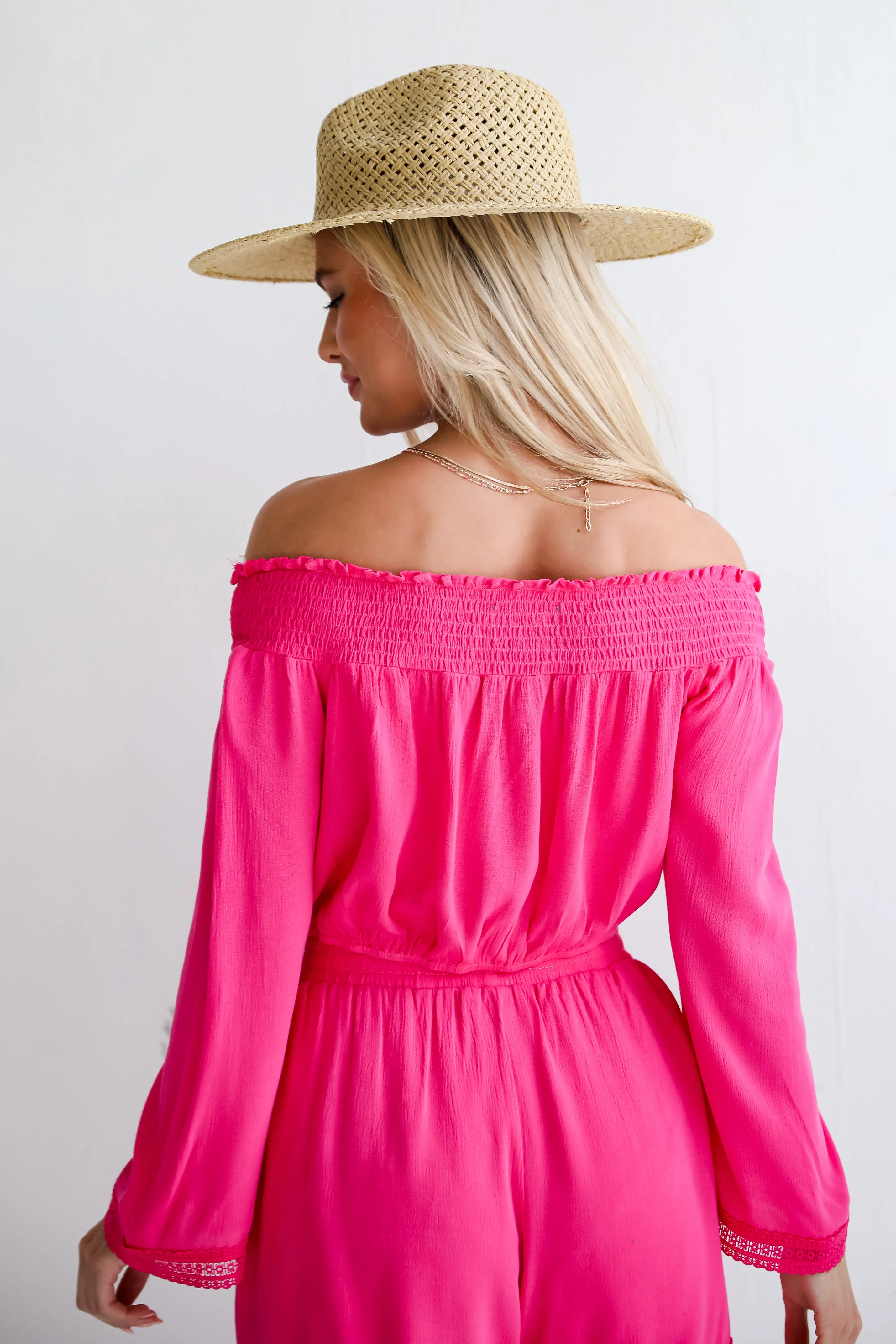FINAL SALE - Island Favorite Fuchsia Cropped Blouse - DU DEAL