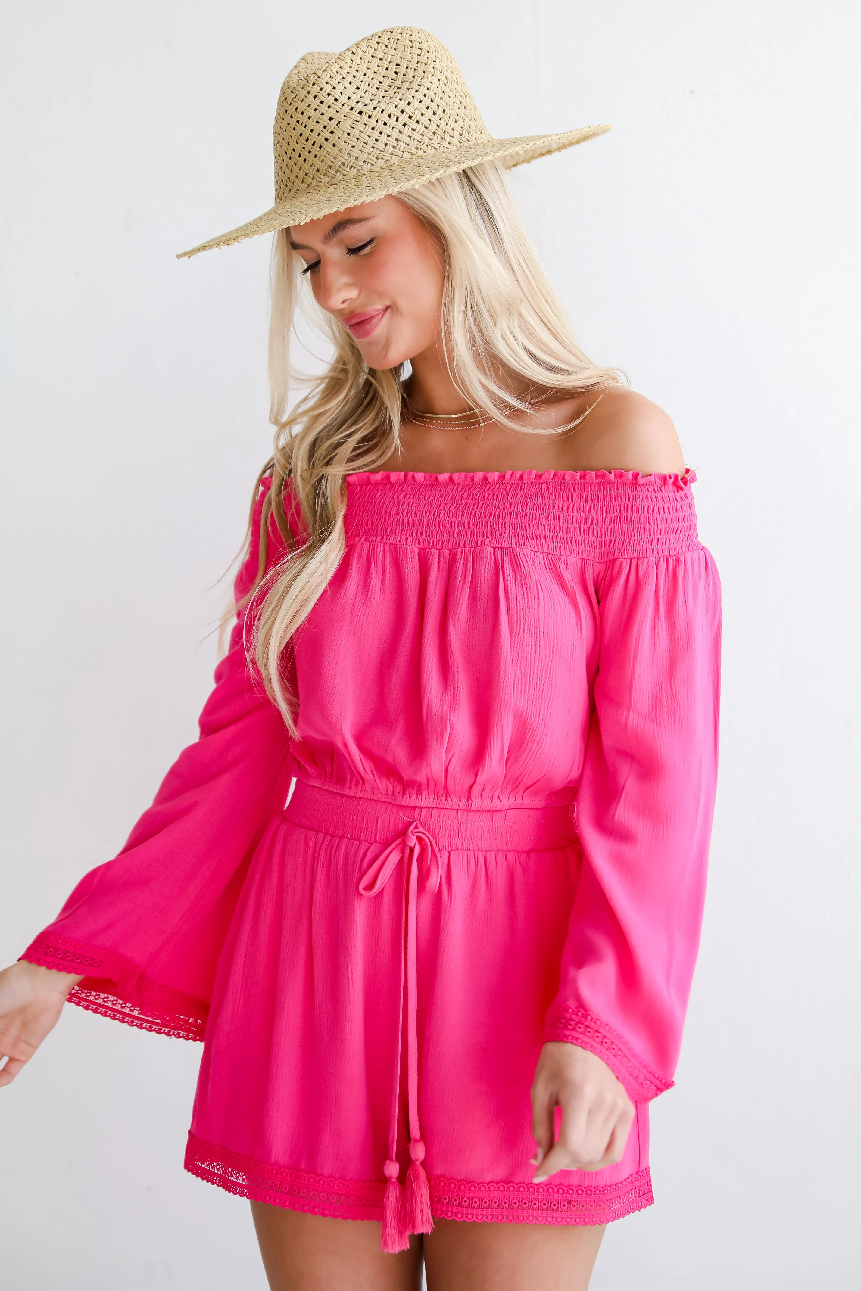 FINAL SALE - Island Favorite Fuchsia Cropped Blouse - DU DEAL