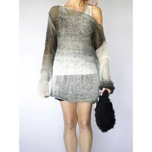 Handmade Mohair Sweater Cozy See Through Knit Top