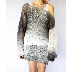Handmade Mohair Sweater Cozy See Through Knit Top