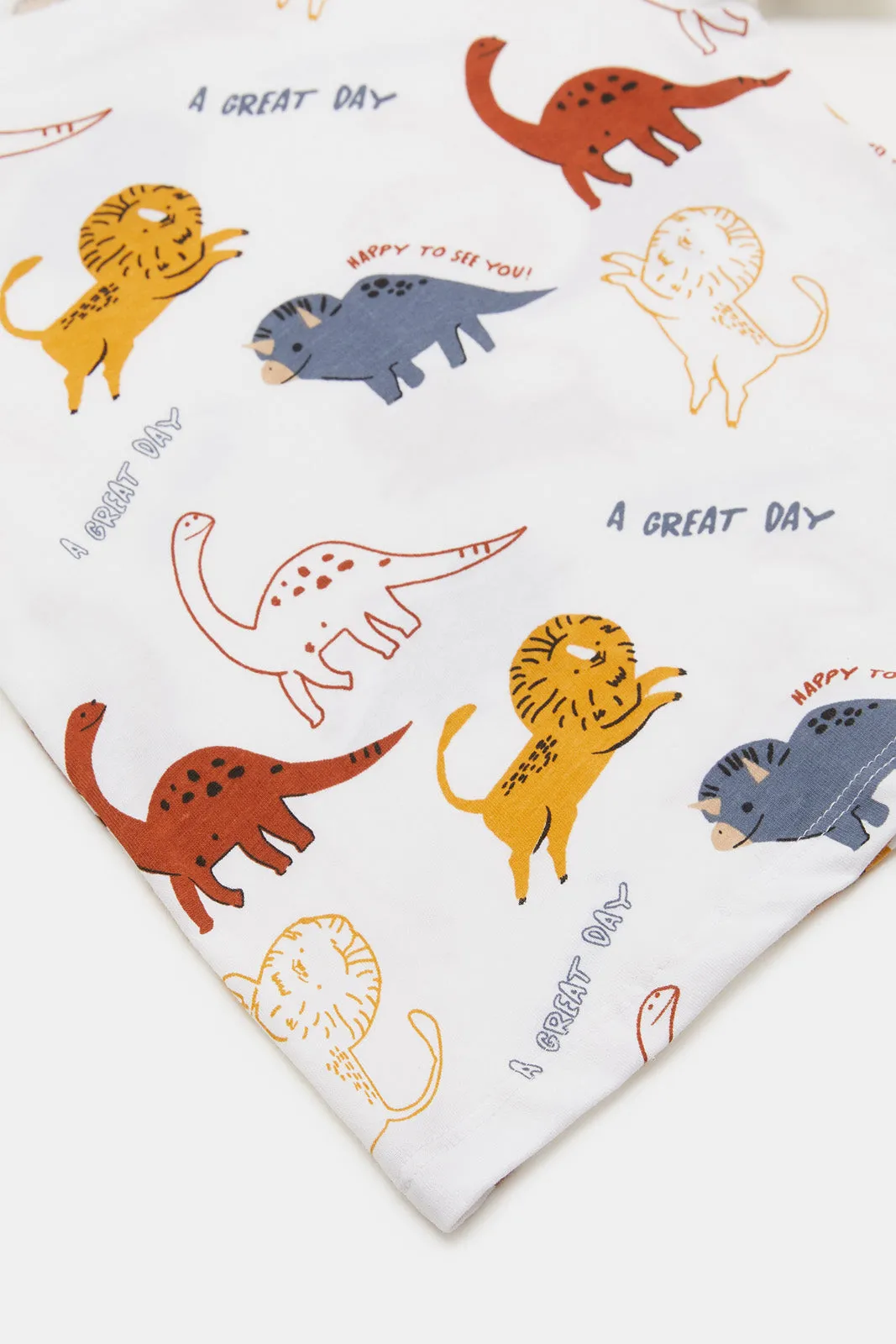 Infant Boys White Jungle Printed T-Shirt