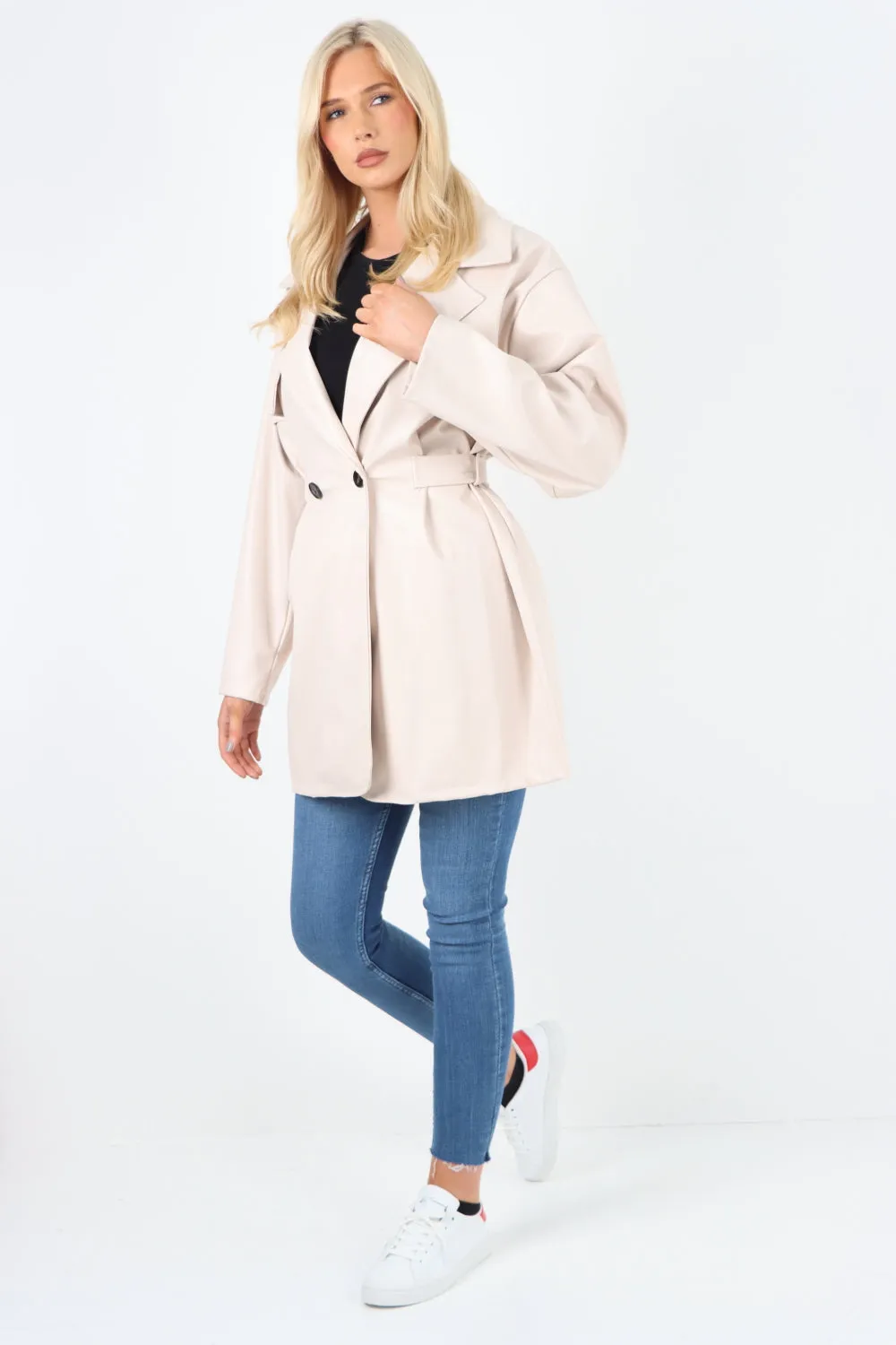 Italian PU Faux Leather Jacket Coat