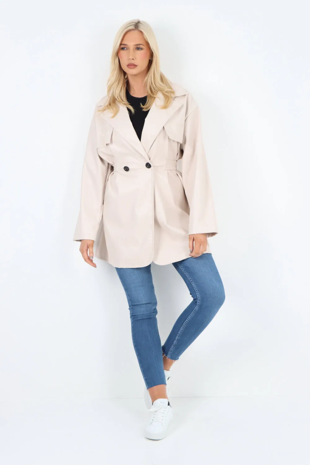 Italian PU Faux Leather Jacket Coat