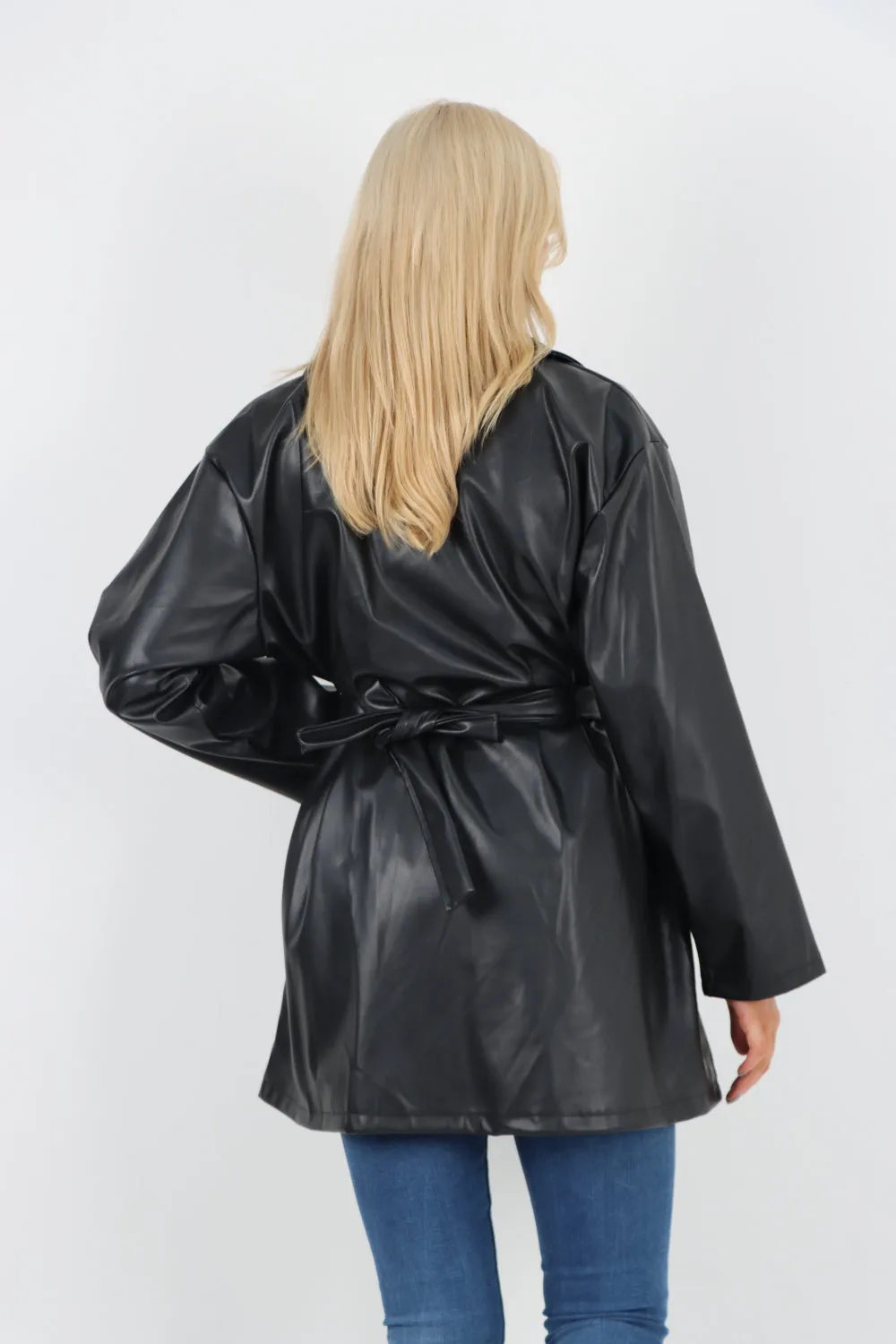 Italian PU Faux Leather Jacket Coat