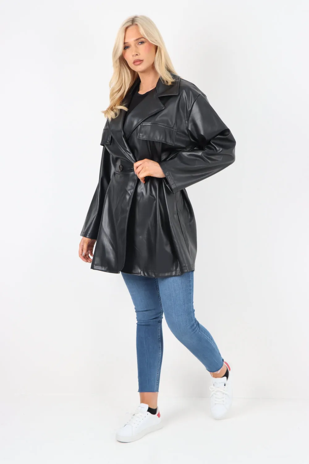 Italian PU Faux Leather Jacket Coat