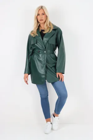 Italian PU Faux Leather Jacket Coat