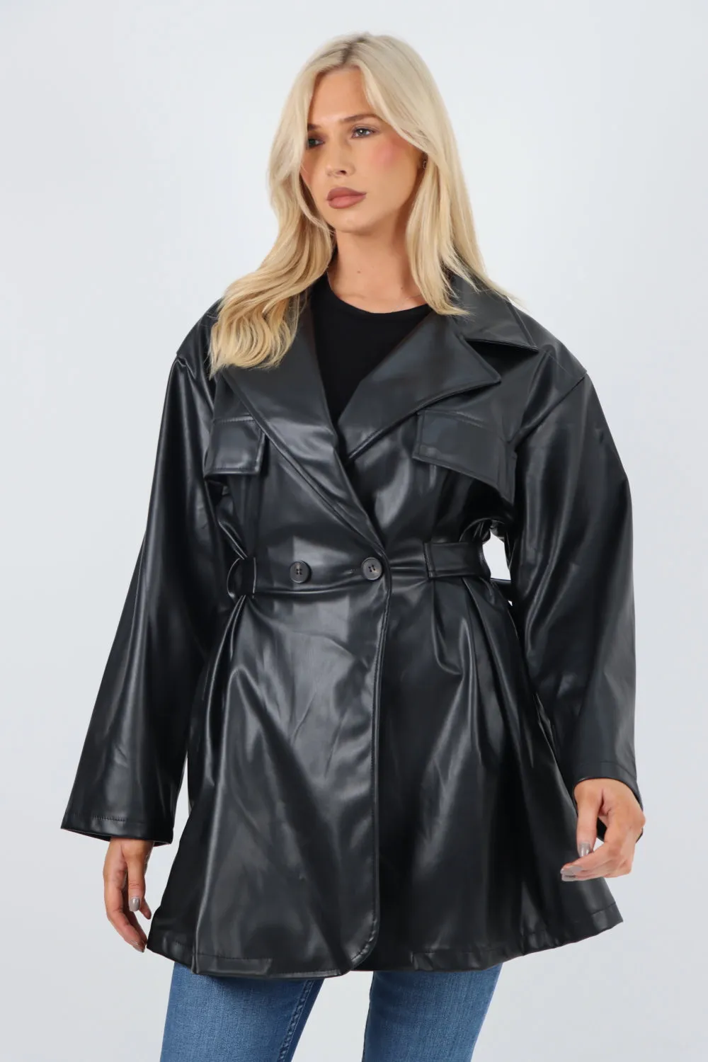 Italian PU Faux Leather Jacket Coat