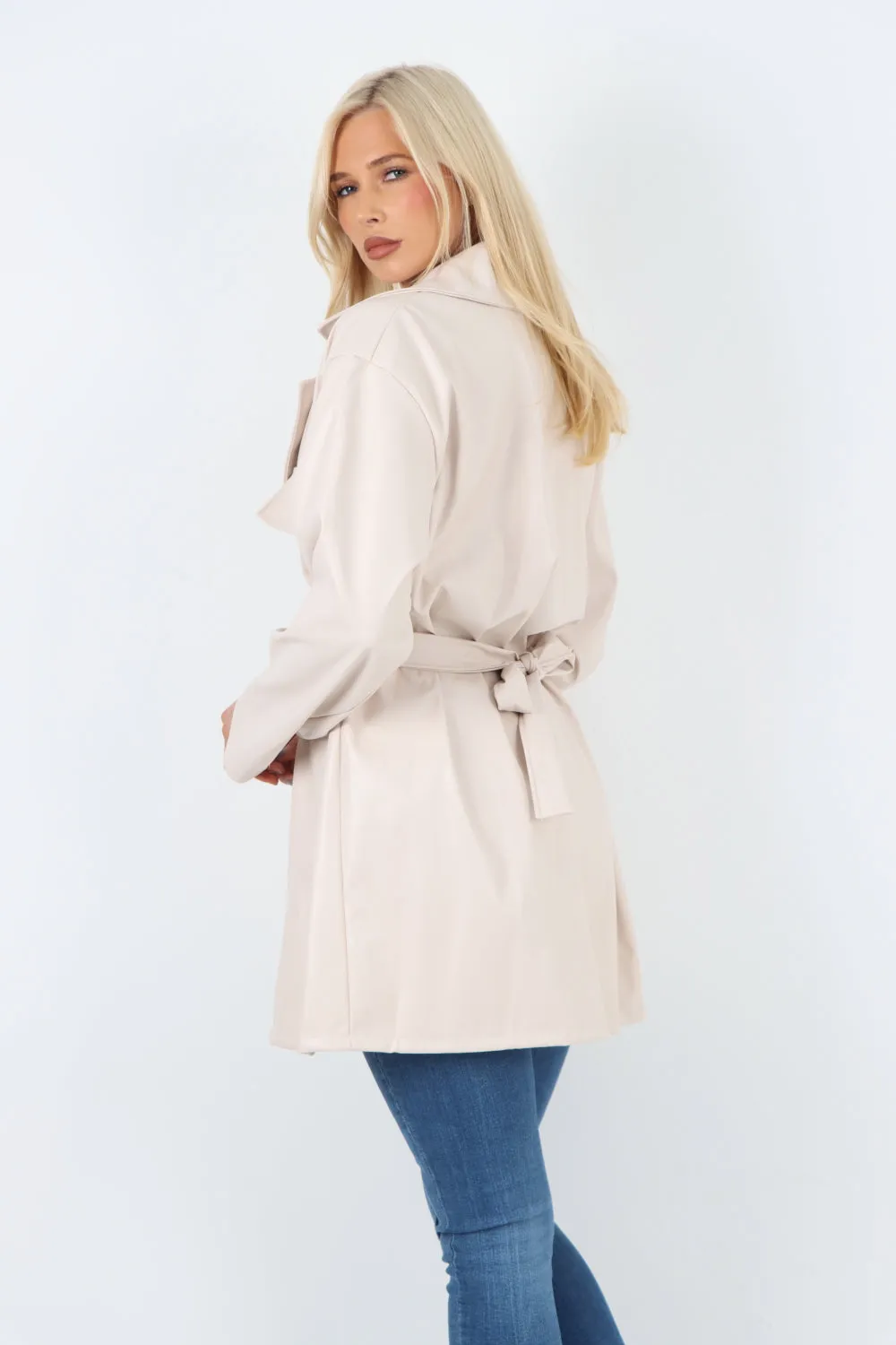 Italian PU Faux Leather Jacket Coat