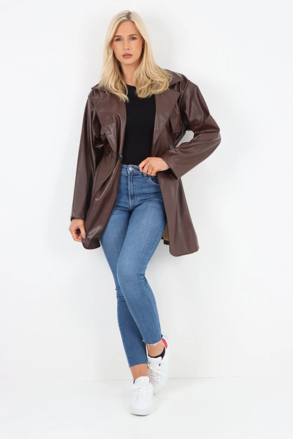 Italian PU Faux Leather Jacket Coat