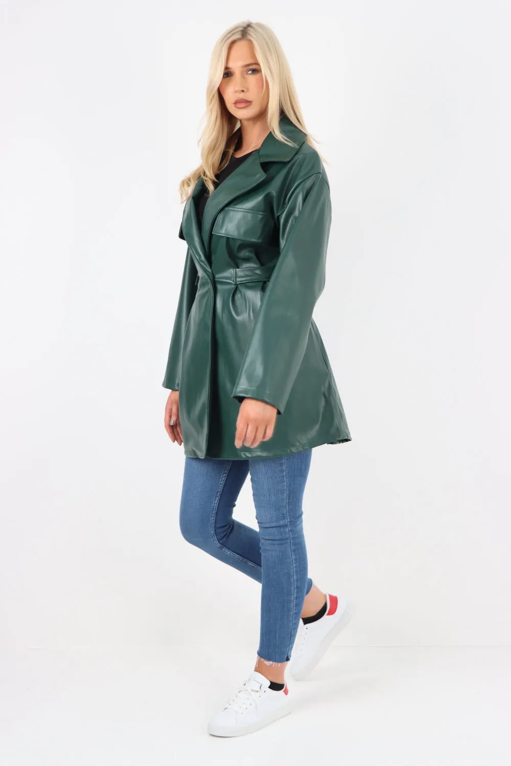Italian PU Faux Leather Jacket Coat