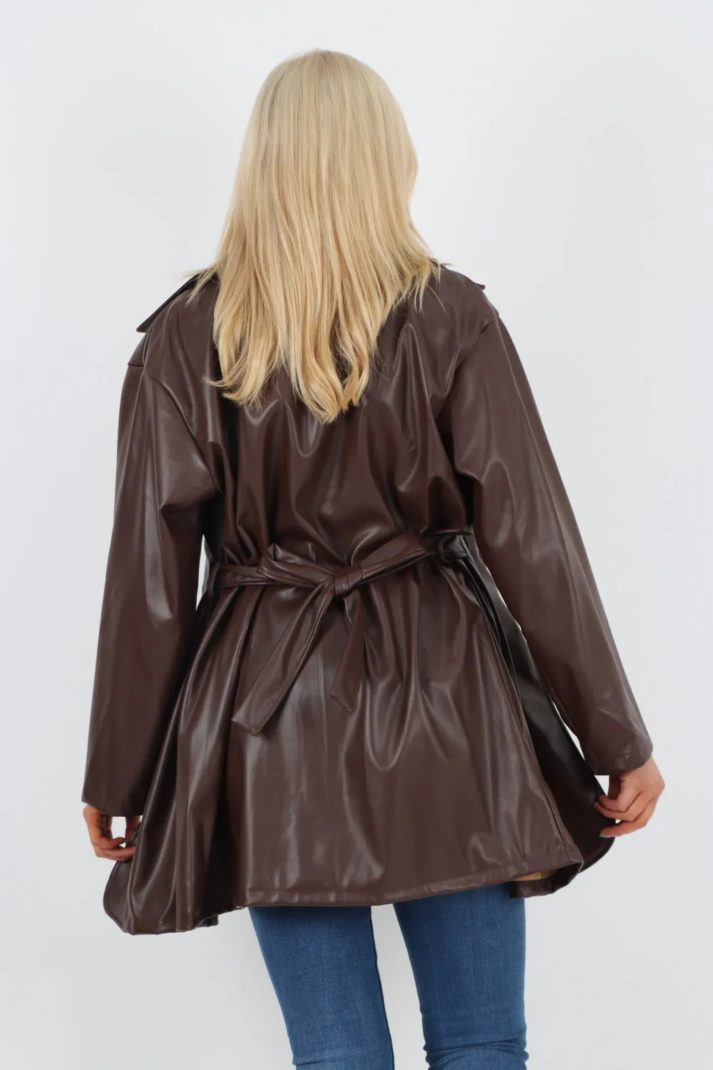 Italian PU Faux Leather Jacket Coat