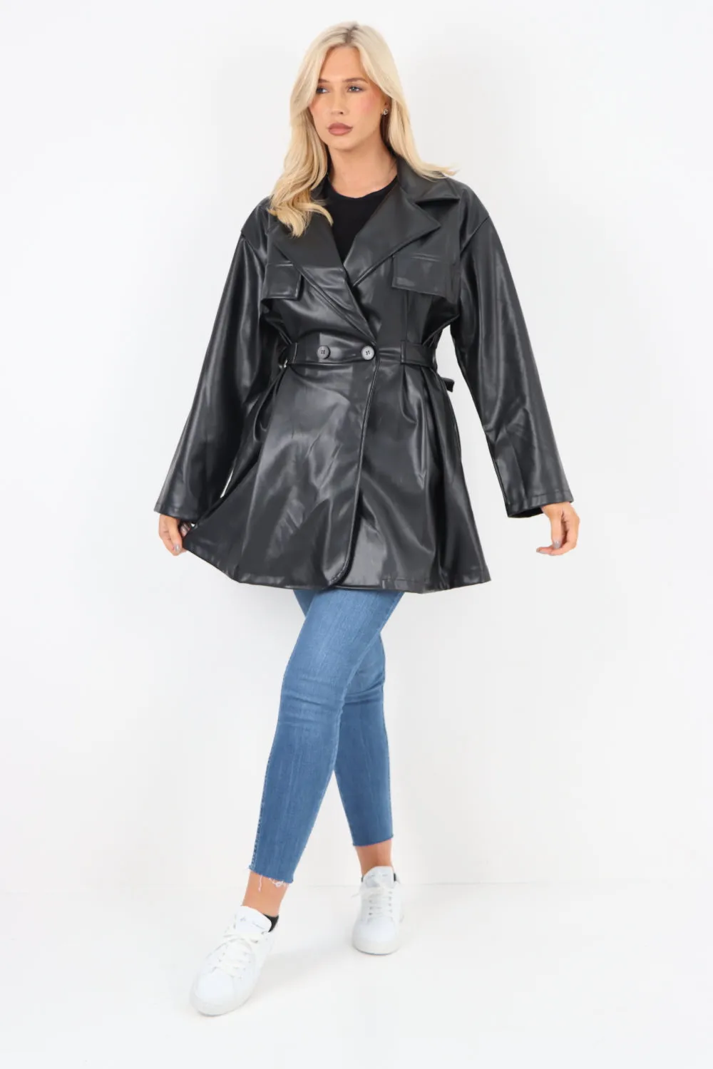 Italian PU Faux Leather Jacket Coat