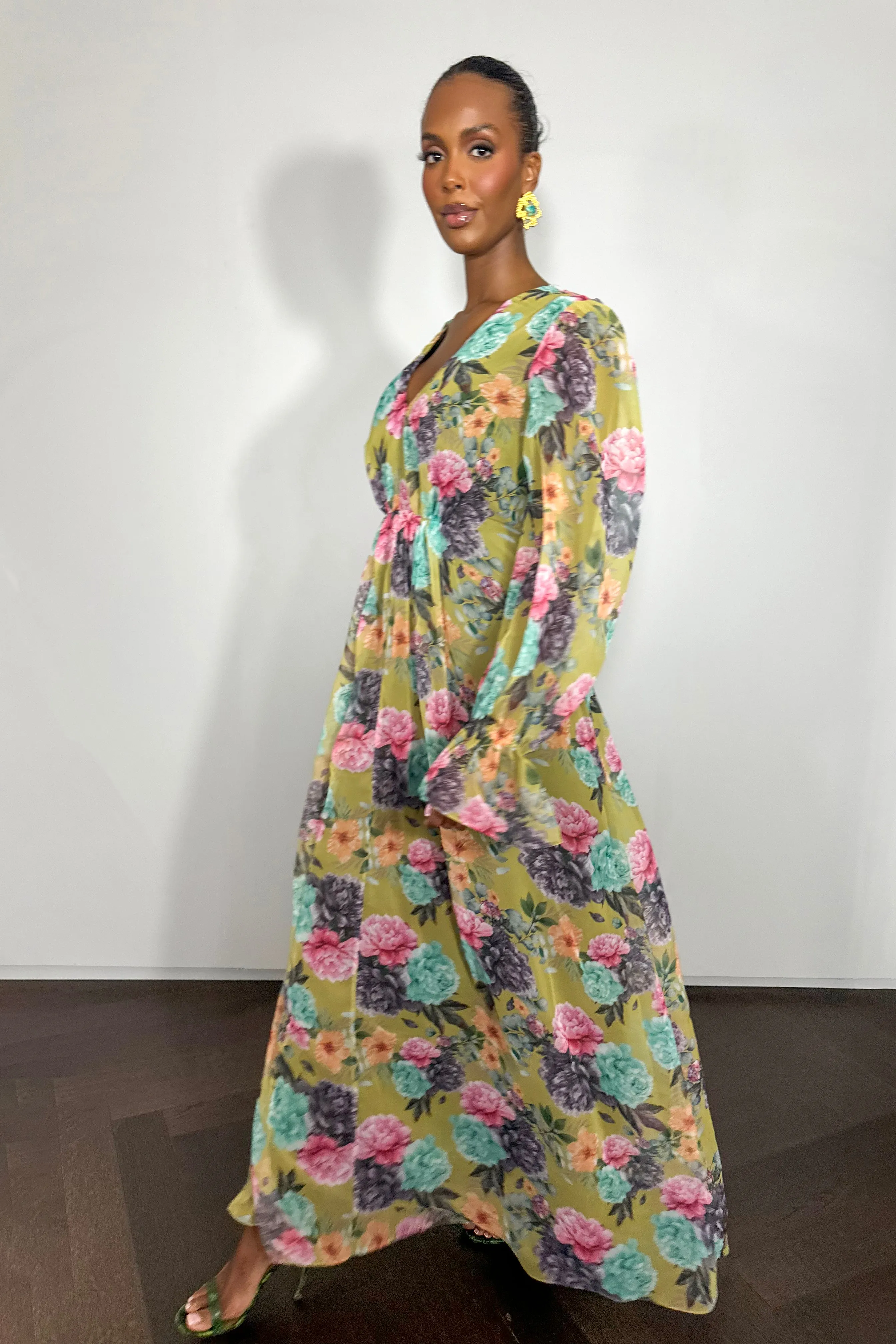 June Dress Yellow Floral