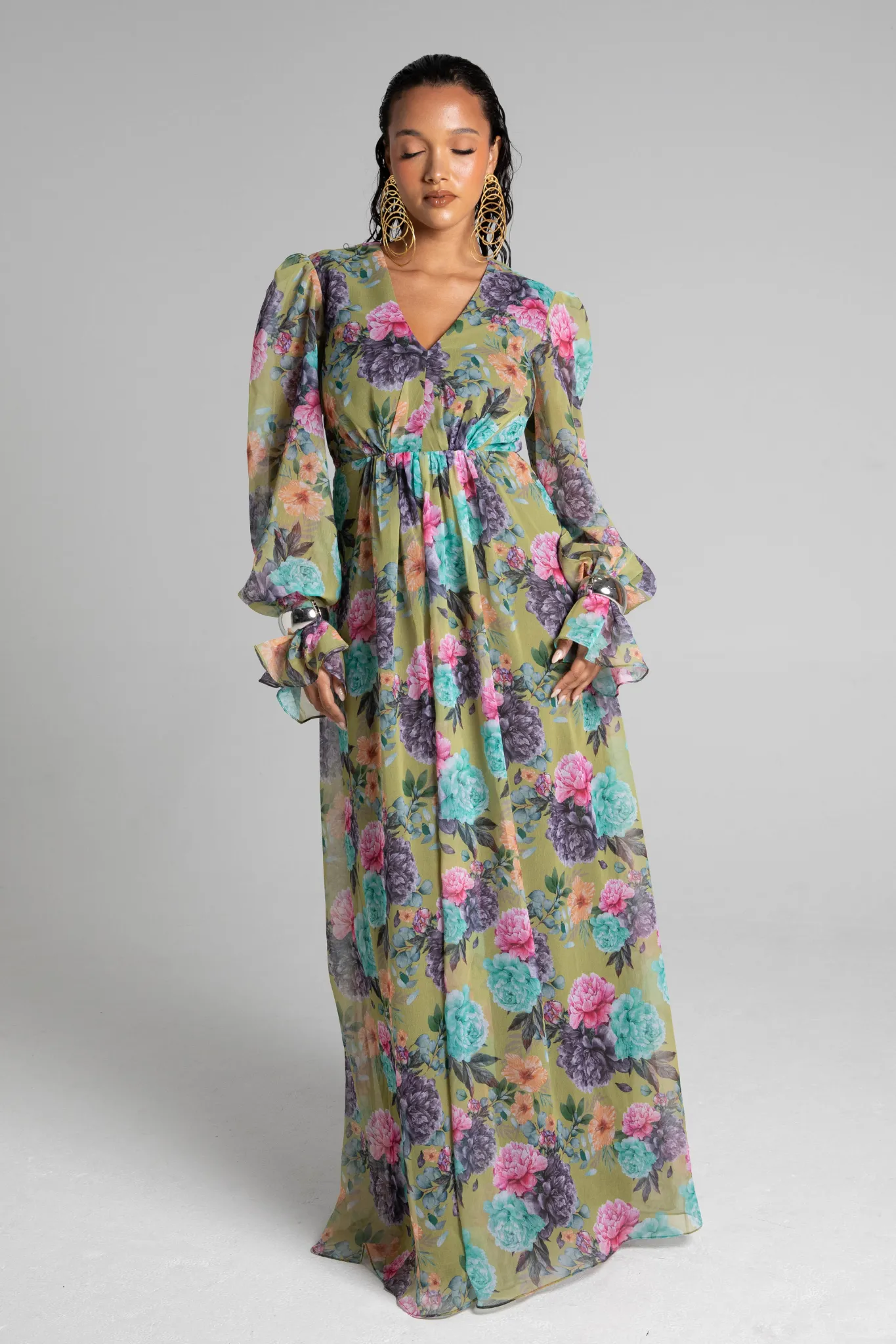 June Dress Yellow Floral