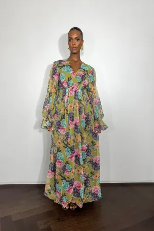 June Dress Yellow Floral