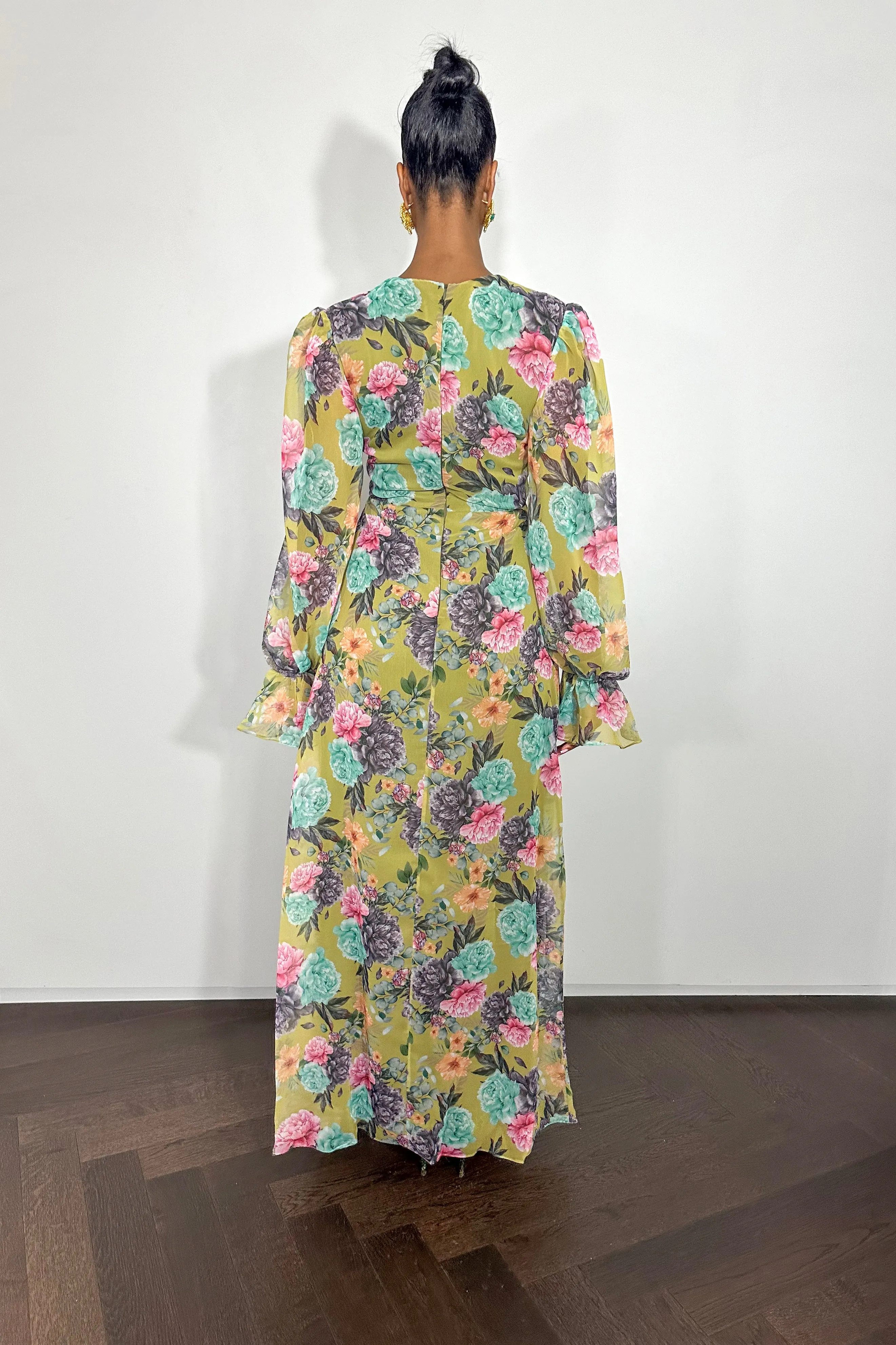 June Dress Yellow Floral