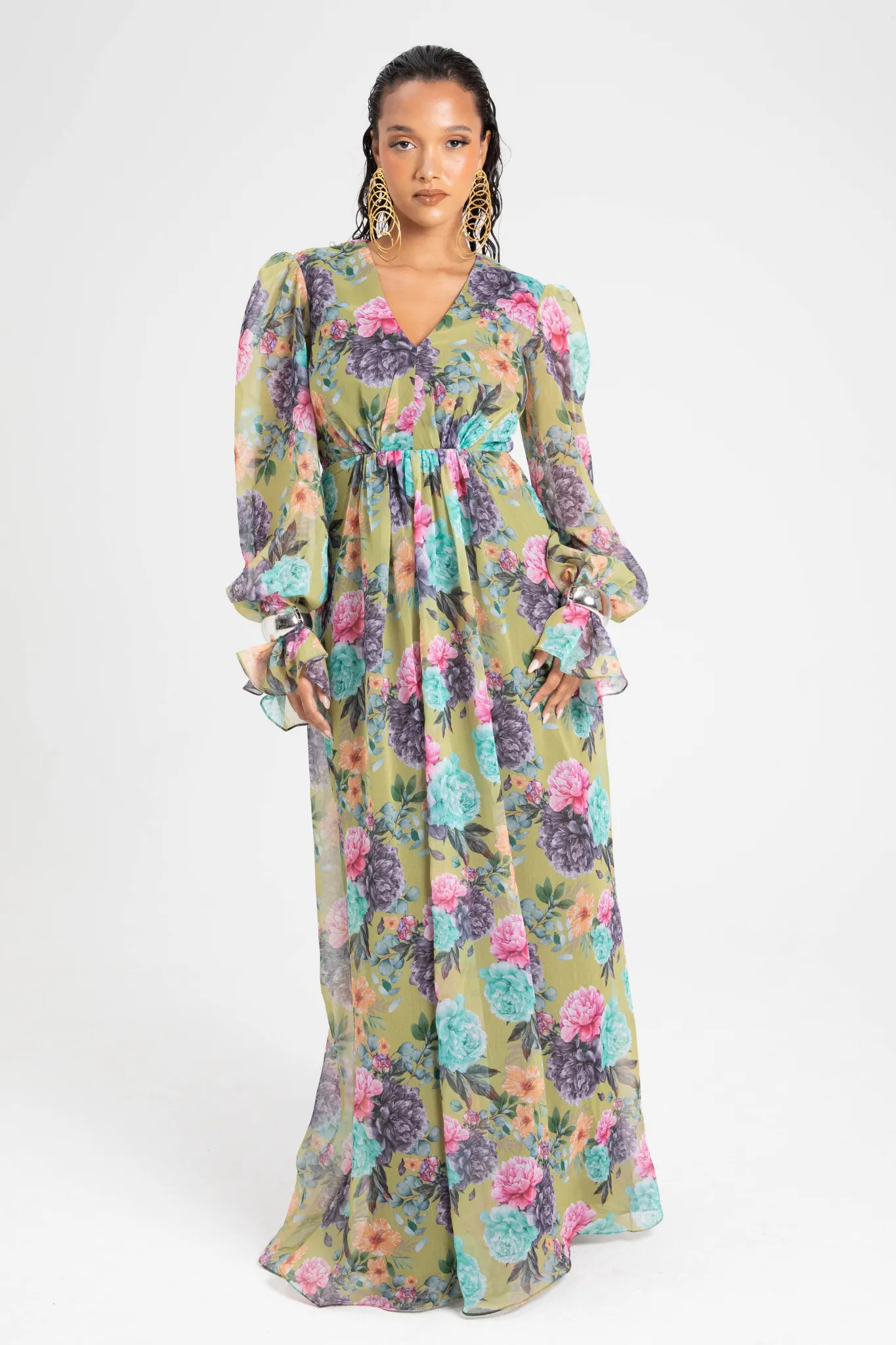 June Dress Yellow Floral