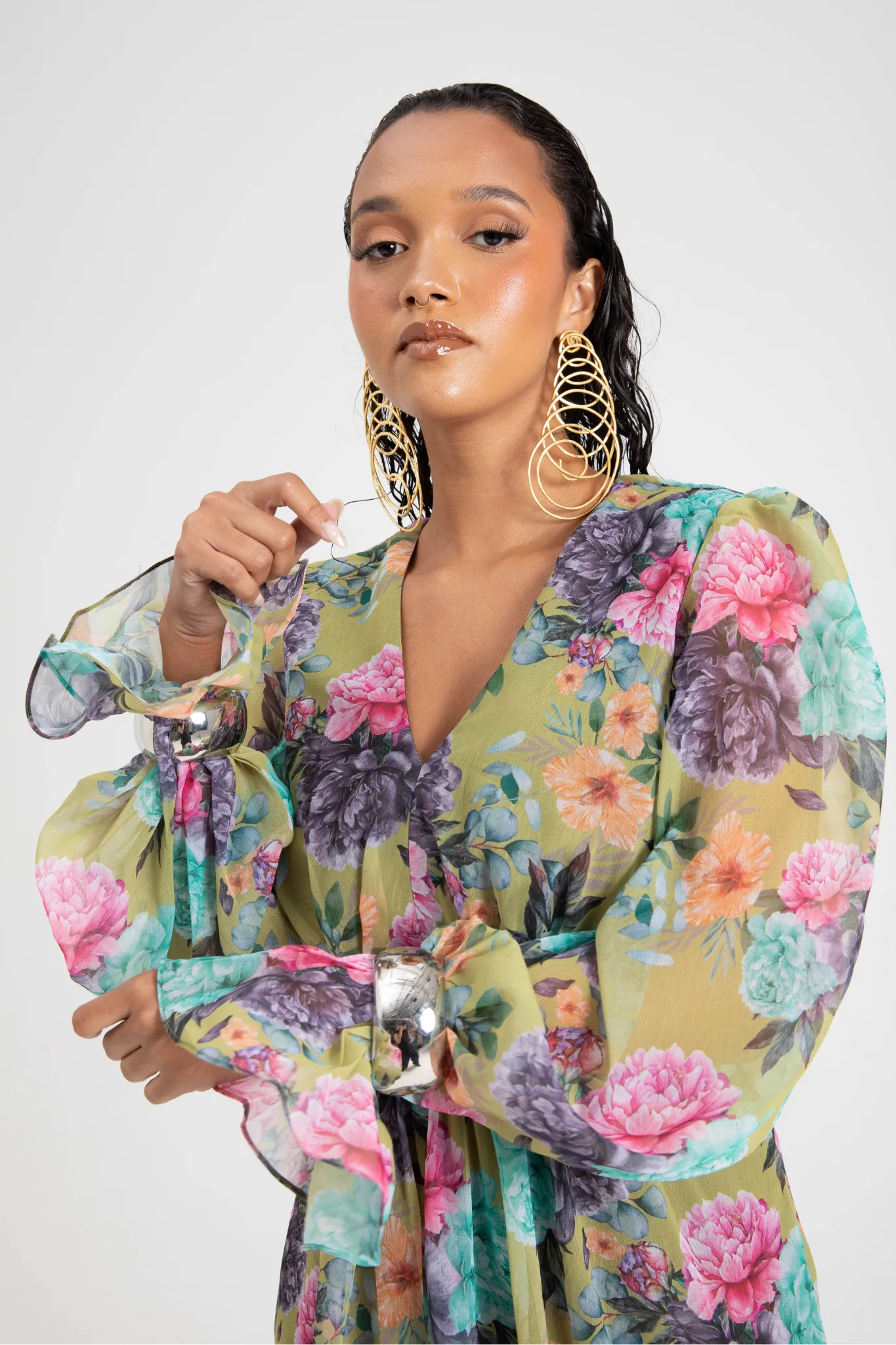 June Dress Yellow Floral