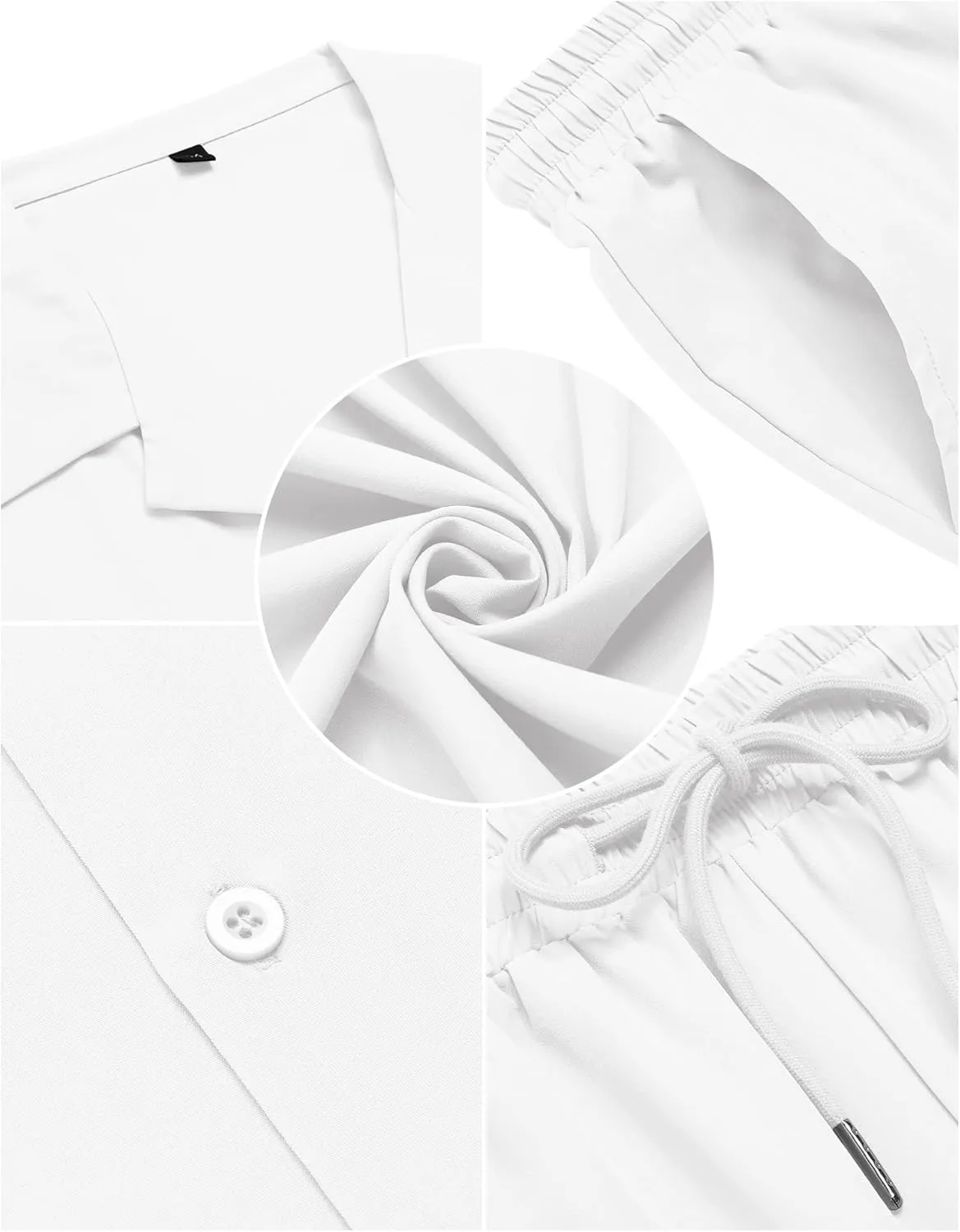 LecGee Men Summer Casual Short Sleeve Pant Sets Solid Button Down Shirt Elastic Pants 2 Piece Outfits Beach Tracksuit
