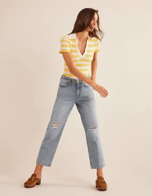Mid Rise Loose Jeans-Mid Wash