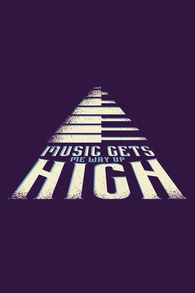 Music Gets Me Way Up High Printed Scoop Neck T-shirt for women
