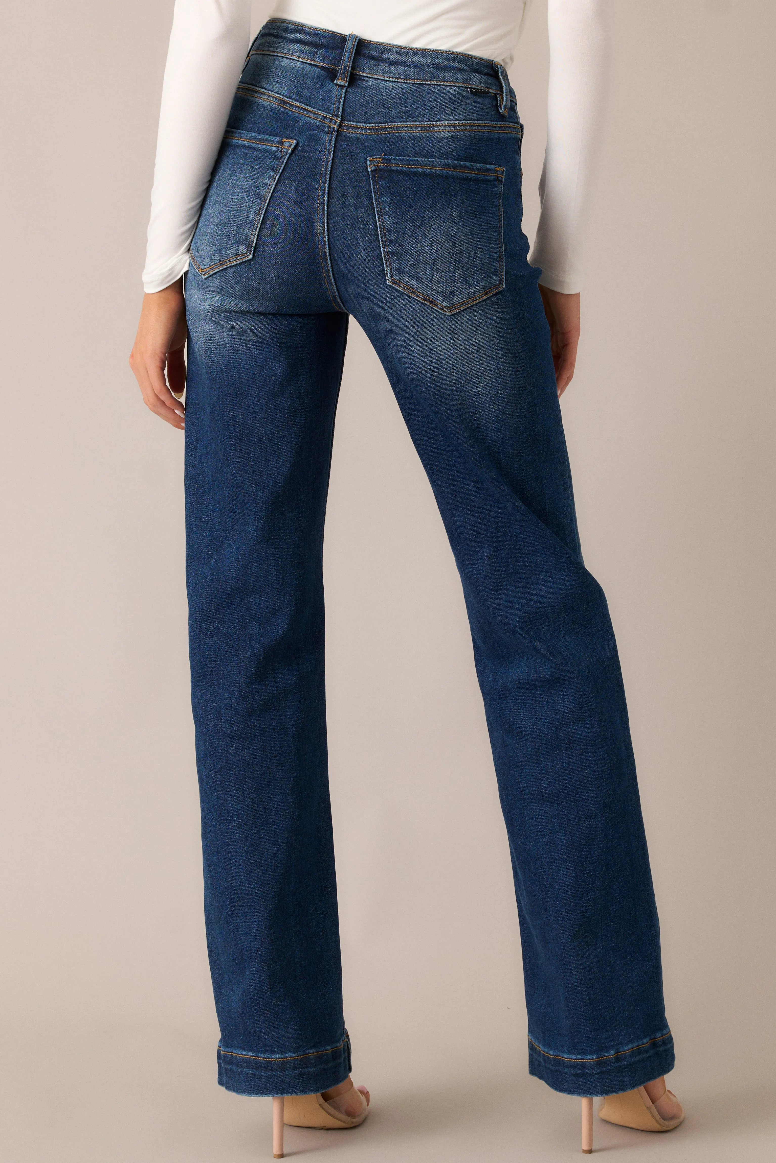 New Moon Rising Dark Wash Mid Rise Straight Leg Jeans