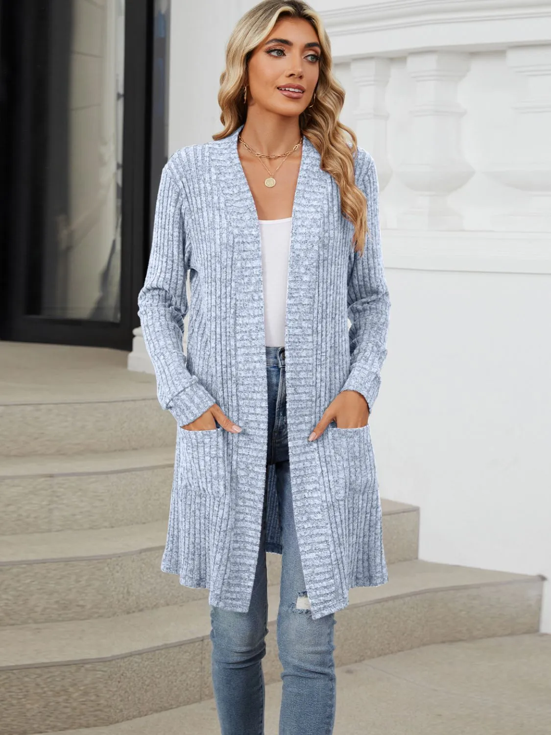 Open Front Long Sleeve Cardigan