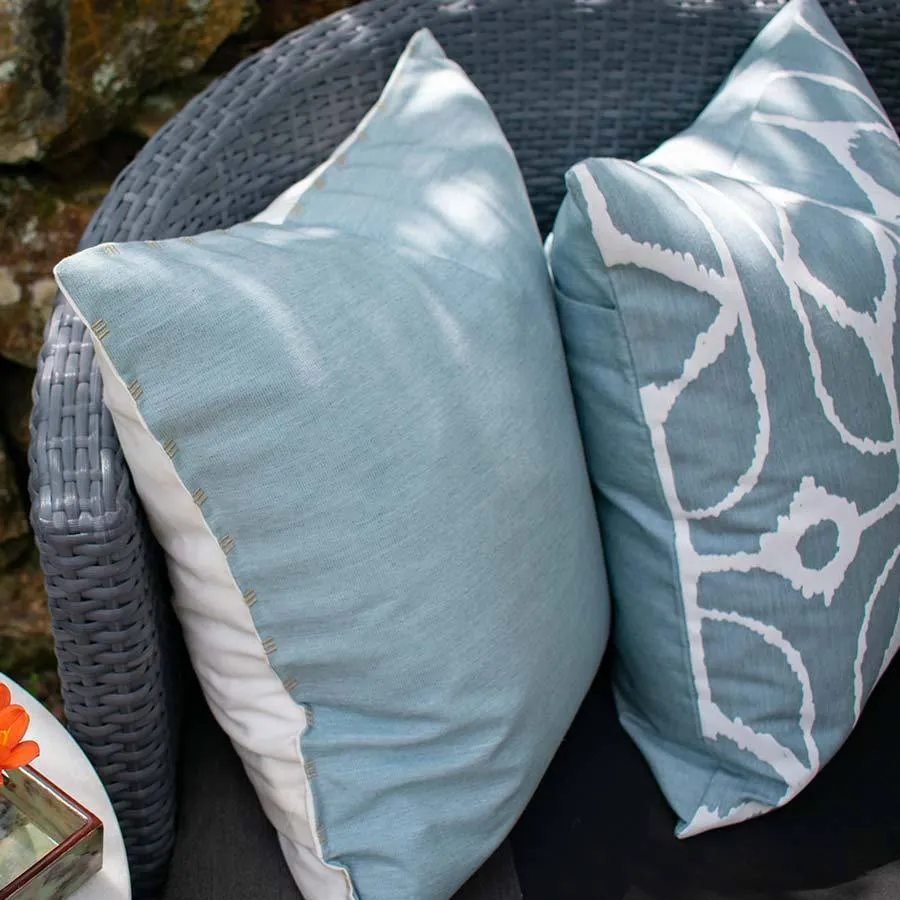 Outdoor Inner Ikat Diamond Cloud blue Lounge Cushion 55 x 55 cm