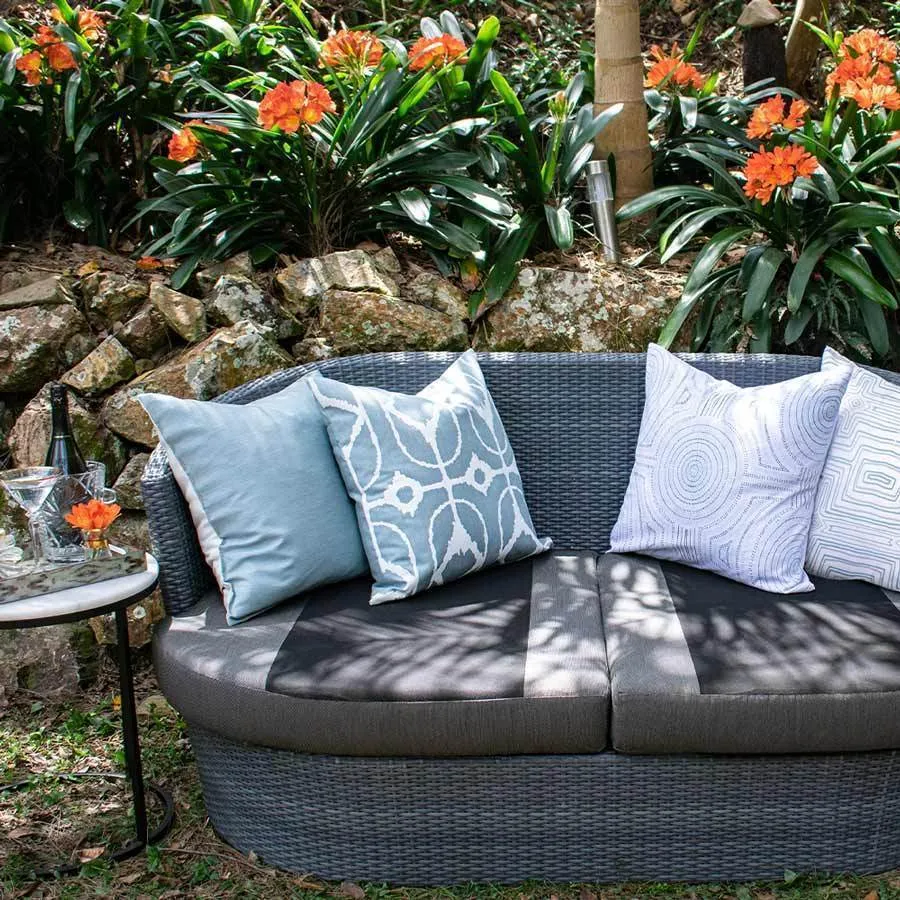 Outdoor Inner Ikat Diamond Cloud blue Lounge Cushion 55 x 55 cm