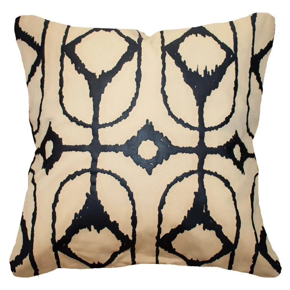 Outdoor Inner Ikat Diamond Natural Lounge Cushion 55 x 55 cm