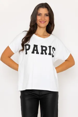 Paris Slogan Print White T-Shirt