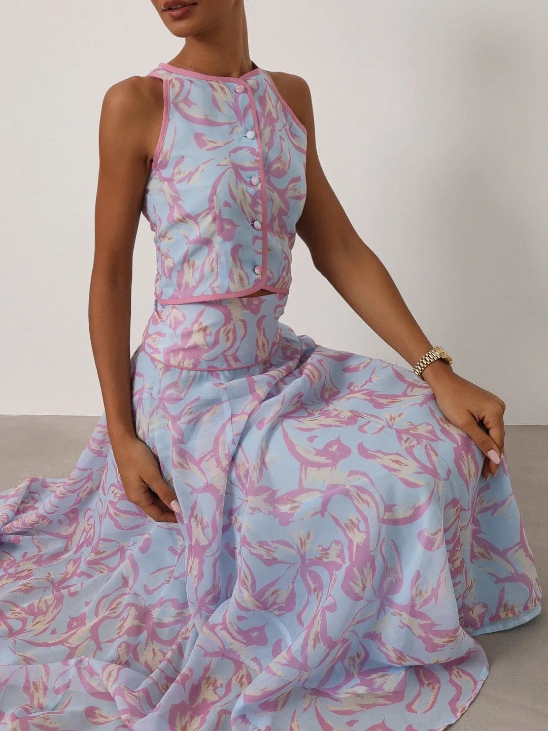 Patriza Printed Dream Skirt | Pastel Blue Mix