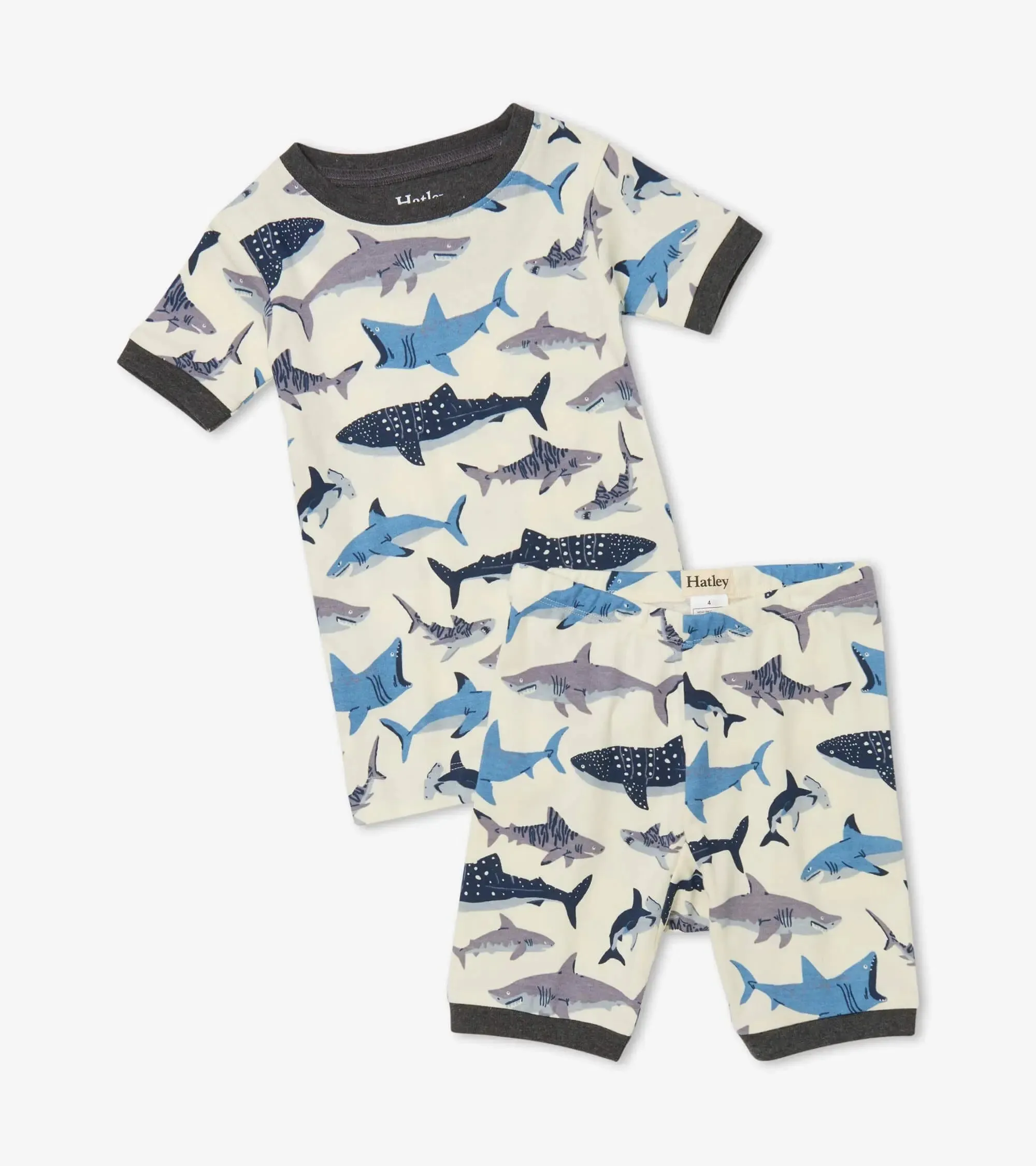 Shark School Organic Cotton Short Boys Pajama Set | Hatley