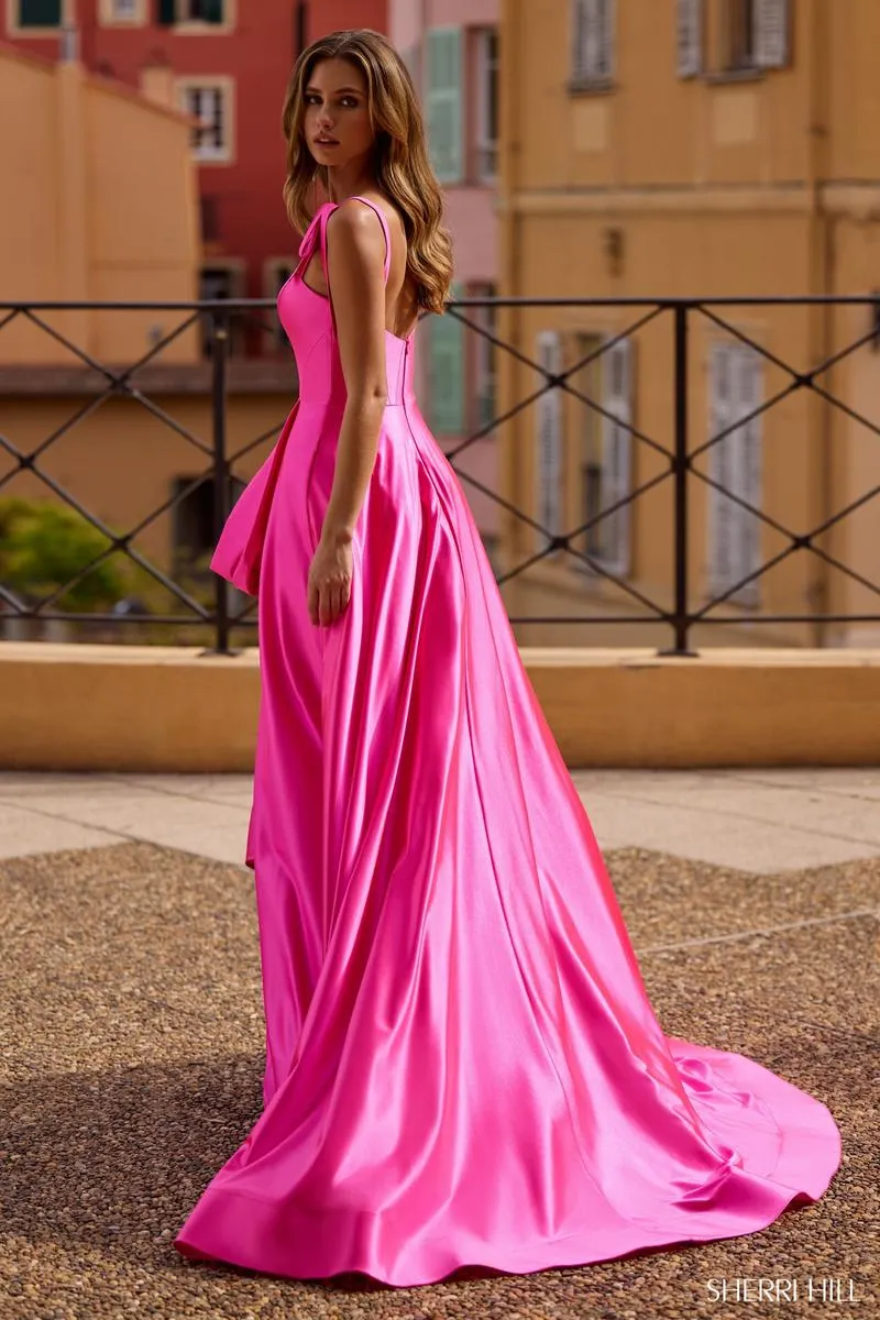 Sherri Hill A-Line Bow Strap Prom Dress 57056